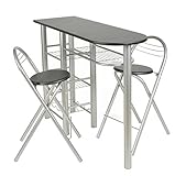 ts-ideen Juego de Comedor Desayuno Mesa + 2 Sillas Cocina Oficina Pared
