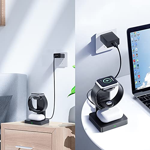 NEWDERY Wireless Charging Station, 2 in 1 Wireless Charger Stand with 2.5W Fast Charger for