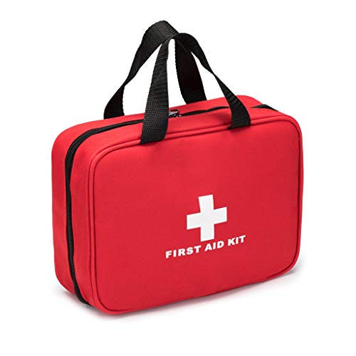 Jipemtra-Red-First-Aid-Bag-Empty-Travel-Rescue-Pouch-First-Responder-Storage-Compact-Survival-Medicine-Bag-for-Car-Home-Office-Kitchen-Sport-Outdoors-Red