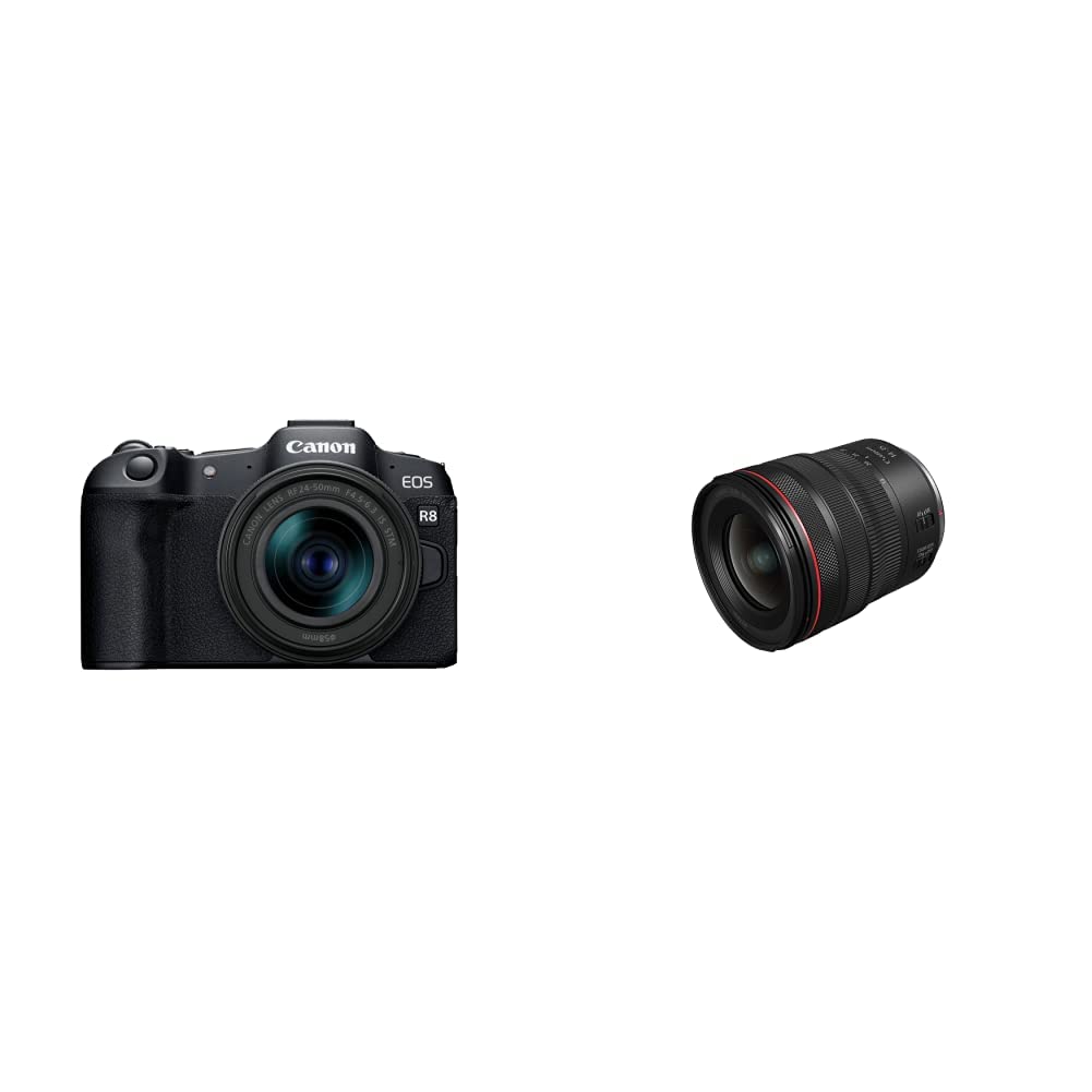 Canon EOS R8 Full-Frame Mirrorless Camera w/RF24-50mm F4.5-6.3 is STM Lens, 24.2 MP, 4K Video, DIGIC X Image Processor, Subject Detection & Tracking, Compact and Canon RF14-35mm F4 L is USM Lens