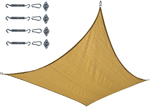 Faddivast Square 11'5'' x 11'5'' Shade Sail Patio Sun Shades Shade Sails Hardware Kit, UV Block Fabric Patio Shade Sun Sail Shade Perfect for Outdoor Patio Garden Swimming Pool, Sand