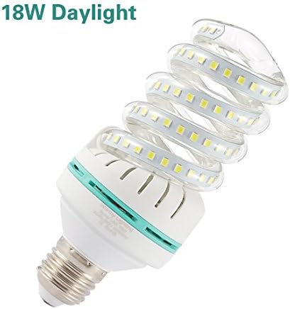 A19 Spiral LED Light Bulb, 150W Equivalent LED Bulb,18W CFL Replacement Light Bulb, Daylight White 6000K, E26 Base, 1850 LM, Not-Dimmable, for Photo Light,Warehouse,Garage Lighting, Barn, Patio, etc.