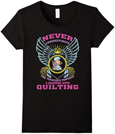 Womens Grandma Quilting Funny T-Shirt Gift For Grandparents Quilt Medium Black