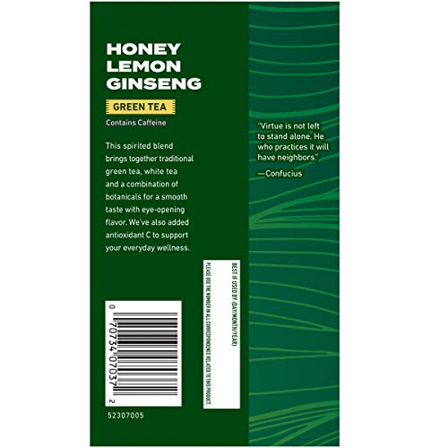 Celestial Seasonings Green Tea, Honey Lemon Ginseng, Contains Caffeine
