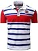 Neleus Men's Striped Short Sleeve Cotton Polo Shirts,624,Blue & White & Red,L,EUR Tag XL