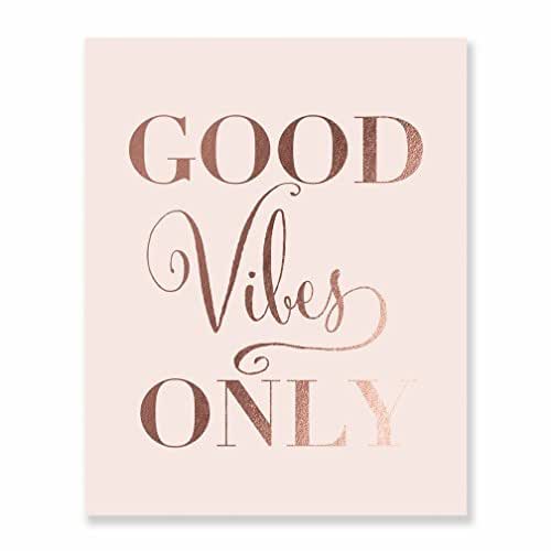 Good Vibes Only Rose Gold Foil Decor Pink Wall