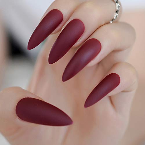 EDA LUXURY BEAUTY DARK RED BURGUNDY MATTE GLAMOROUS DESIGN Full Cover Press On Gel Glitter Acrylic Extreme False Nails Extra Long Sharp Ballerina Round Almond Stiletto Super Fashion Fake Nails 2 EDA LUXURY BEAUTY DARK RED BURGUNDY MATTE GLAMOROUS DESIGN Full Cover Press On Gel Glitter Acrylic Extreme False Nails Extra Long Sharp Ballerina Round Almond Stiletto Super Fashion Fake Nails