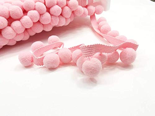 POM POM Bobble Trim Fringe Pompom Trimming - Cushion and Curtain Decoration, Home Decor - XL Size 2cm Craft Pompons (Baby Pink, 10 Meters)