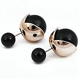 18k Gold Plated Colorful Jewelry Cool Reversible Double Sided Round Pearl Balls Stud Earring for Women (F771)
