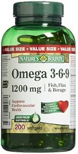 Nature's Bounty Omega 3-6-9 1200 mg, 200 Softgels : Health \u0026 Household