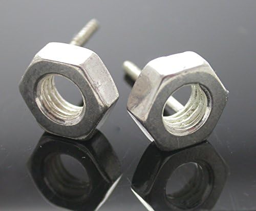 Silver Nut Studs-Nut Studs-Nut Earrings-Silver Studs- Silver Earrings-Men's Studs-Industrial Studs-Studs for man-Hipster Studs-Hexagon Studs