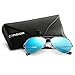 COASION Polarized Aviator Sunglasses for Juniors Small Face Women Men Vintage UV400 Protection Shades(Silver Frame/Blue Mirrored Lens,52mm)