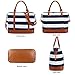 CAMTOP Women Ladies Weekender Travel Bag Canvas Overnight Carry-on Duffel Luggage Tote Bag (Big Stripe - Blue)