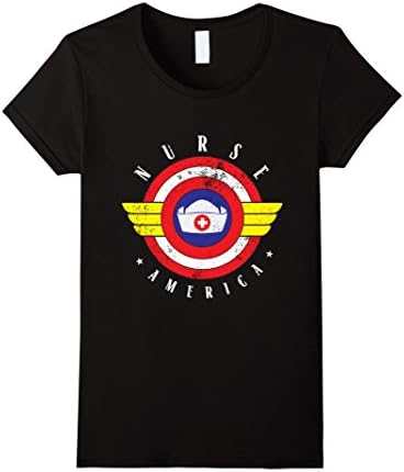 Womens Captain Nurse America T-shirt - Great Gift for Nurses  Large Black