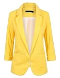 Apparel ARTFFEL Women Slim Fit 3/4 Sleeve Solid Office Dress Blazer Jacket Coat Yellow M Book