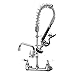 Commercial Sink Faucet with Sprayer for Kitchen : MSTJRY 25'' Height 8'' Center 12'' Spout Wall Mount Sink Faucet with Pre Rinse Sprayer - Brass Constructed Polished Chrome for 1/2/3 Compartment Sink