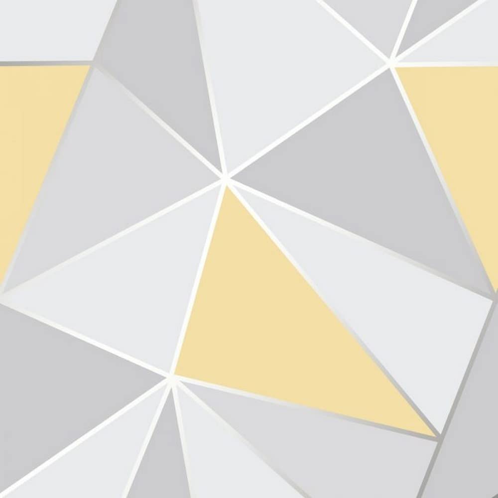 Fine Décor FD41991 UK Apex Geo Sidewall Wallpaper, Yellow/Grey