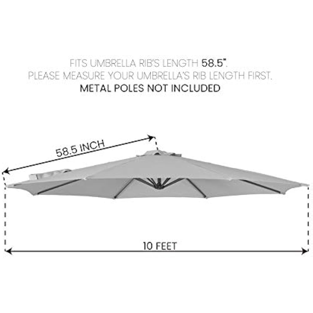 Universal Patio Umbrella Replacement Canopy For 10ft 8 Ribs Offset