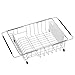 SANNO Expandable Draining Dish Rack Over Sink, Dish Rack in Sink or On Counter,Adjustable Arms Dish Drainer Rustproof Stainless Steel with White Utensil Silverware Storage Holders