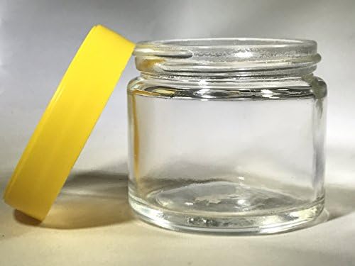 Glass Eighth Jars (3 Pack) - Air Tight Medical Marijuana Containers / Cannabis Warning Labels Included (Yellow Lid)