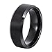 Will Queen 8mm Black Beveled Tungsten Carbide Rings with Matte Center Wedding Bands Anniversary Rings for Men