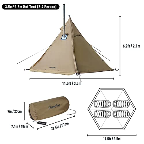 FireHiking Hot Tent 24 Persons Waterproof Teepee Tent with Stove Hole