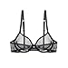 Vogue's Secret Women's Unlined Plus Size See-through Bra Sexy Lace Mesh Transparent Breathable Panties Underwear,Black,36D