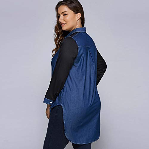 Keliay Bargain Women Casual Stitching Plus Size Top T Shirt Ladies Loose Long Sleeve Top Blouse