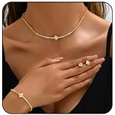 MarveBard Prom Earrings Necklace Bracelet Set for Women Rhinestone Bride Wedding Jewelry Set Sparkle Crystal Square Choker Stud Earring Elegant Bridal Accessories for Weddings Prom Parties