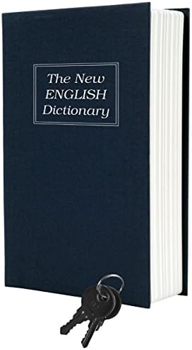 Metal Dictionary Diversion Secret Hidden Book Safe with Key Lock, Large, Blue