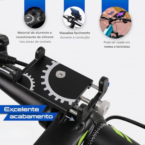 Suporte Para Celular GPS Bike Bicicleta E Moto Em Aluminio Articulado 360º Guidão Universal