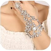 Denifery Rhinestones Finger Ring Bracelet Hand Chain Bracelets with Ring Slave Bracelets Boho Bangle Bracelets Wedding Hand Harness Hand Accessories for Women