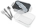 BUILT NY Gourmet Bento Glass Single Compartment Lunch Container with Stainless Steel Utensils Set, 30-Ounce, Black