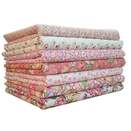 Cotton Craft Fabric Bundles Patchwork,Fabric Fat Quarters Bundle 7PCS 50 x 50cm Fat Sewing Patchwork Different Pattern Cloths DIY Scrapbooking Artcraft (Pink-7-50 * 50)
