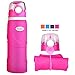Kemier Collapsible Silicone Water Bottles-750ML,Medical Grade,BPA Free.Can Roll Up,26oz,Leak Proof Foldable Sports & Outdoor Water Bottles (Pink)