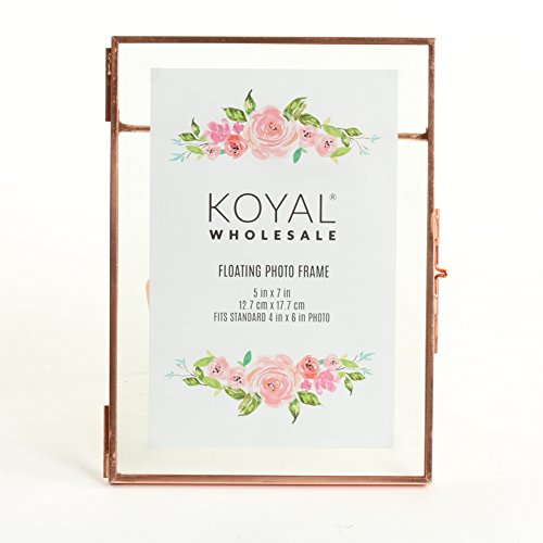Koyal Wholesale Pressed Glass Floating Photo Frames 5 x 7 Frame, Rose