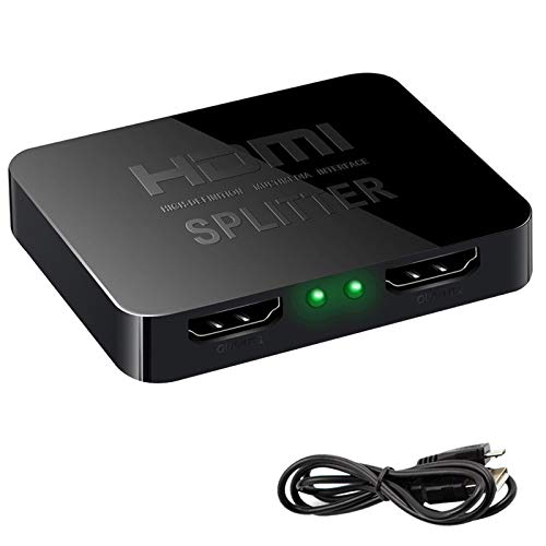 TFUFR HDMI Splitter 1 in 2 Out, 4K Aluminum, Supports 4K HD 1080P 3D for PS4, X-box, PS3, DVD, HDTV - Plug & Play