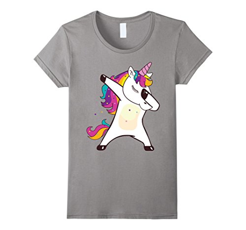 Womens Dabbing Unicorn Shirt Dab Hip Hop Funny TShirt Small Slate