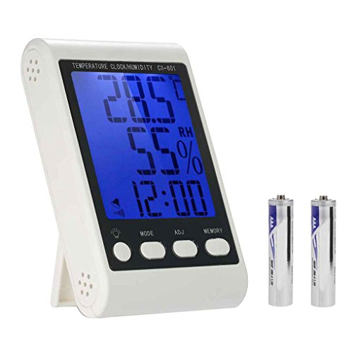 CX-601 LCD Digital Thermometer Hygrometer Temperature Humidity Meter Alarm Clock Weather Station with Blue Backlight
