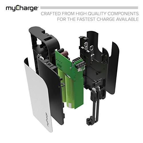 myCharge Portable Charger Power Bank - HubPlus 6700 mAh External Battery Pack | Wall Charger Foldable Plug | Built in Cables (Apple iPhone Charger Lightning Cable and Android Samsung Micro USB Cable