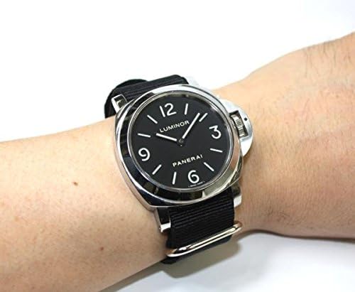 Amazon 超特価アウトレット品 パネライ用24mmミリタリーナイロンストラップ 黒 Natoスタイル Ss ポリッシュ鏡面仕上げ 時計バンド 腕時計 通販