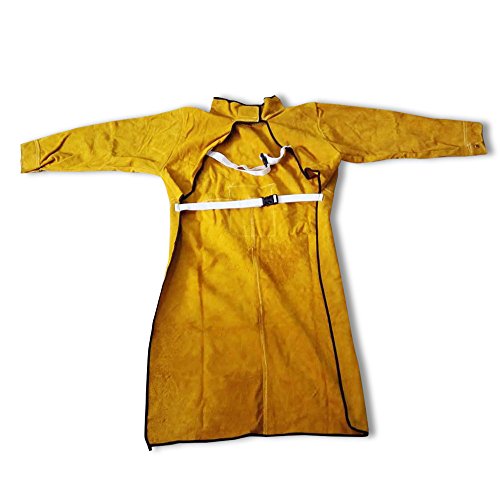image for NUZAMAS Welding Apron Anti-flame Cowhide Long Coat Protective Clothing