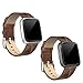 SWEES Leather Bands Compatible for Versa Small & Large, Genuine Leather Bands with Stainless Steel Buckle Strap Replacement Wristband Compatible for Versa Women Men, Brown