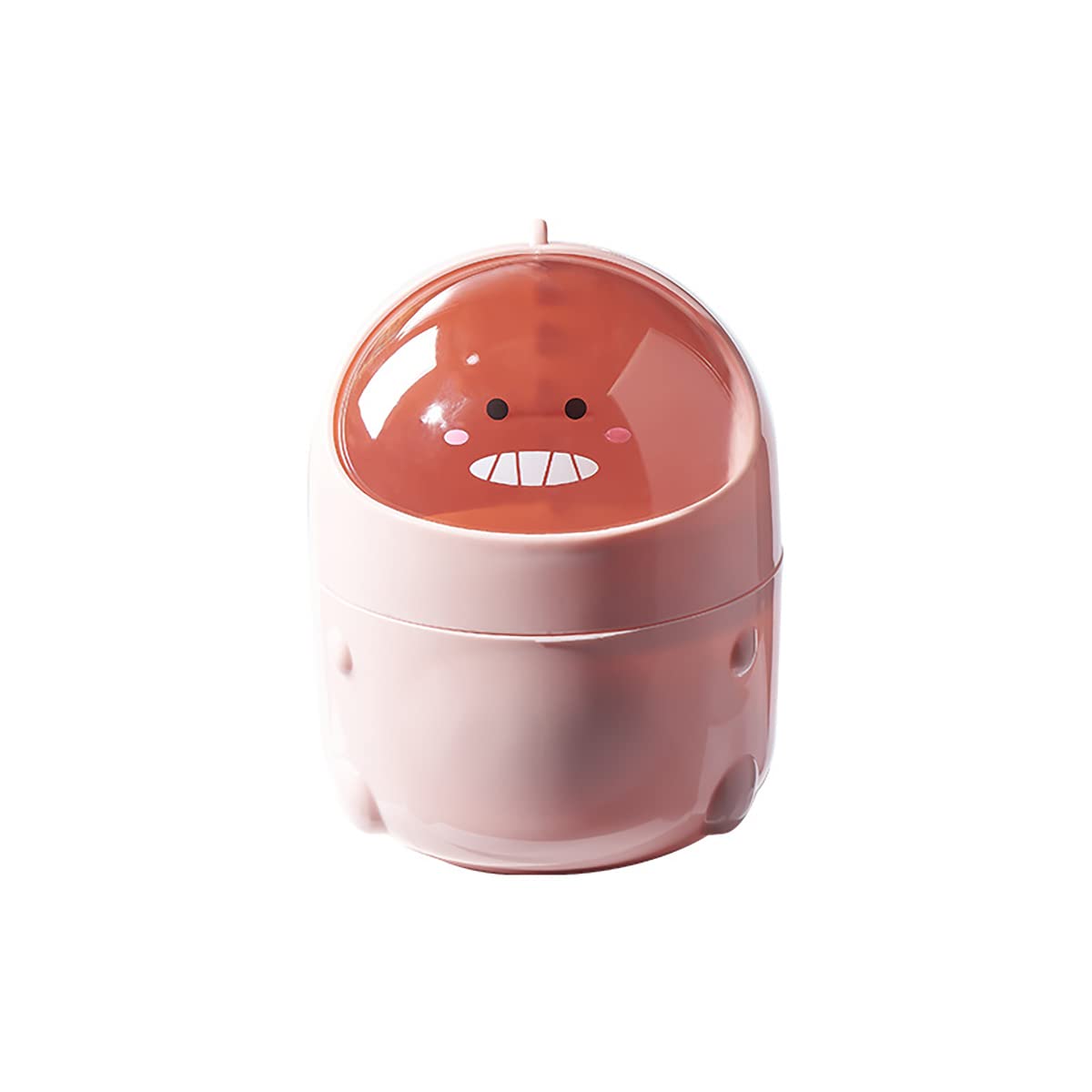 Verve Jelly Small Waste Bin, Cute Dinosaur Trash Bin with Swing Lid, Mini Trash Can Detachable Desktop Dustbin for Home Bedroom Kitchen Car Office, Pink