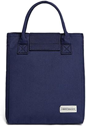 Canvas Insulated Lunch Bag, Gracefulife Upgrade Canvas Insulation Lunch Bag Picnic Bag Grocery Bags Reusable Bag Fashion Lunch Bag with Adhesive Velcro (Dark Blue)