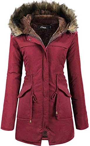 iClosam Women Military Hooded Warm Winter Parkas Faux Fur Lined Jacket Coats