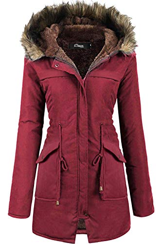 iClosam Women Military Hooded Warm Winter Parkas Faux Fur Lined Jacket Coats