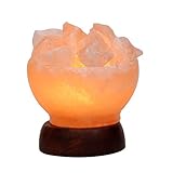 5inch 5-6Lbs Himalayan Salt Lamp Fire Bowl with Natural Crystal Salt Rock Chunks on Wood Base with Electric Wire & Bulb by Oumai