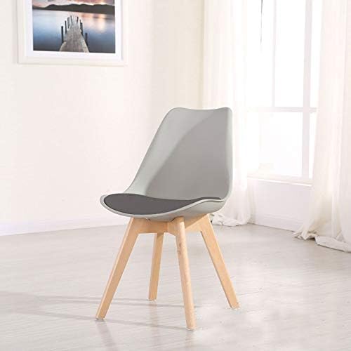 Homy Grigio Dining Chair DSW Dining Chairs Upholstered Side Chairs Mid Century Modern Side Chairs with Beech Wood Legs, Set of 4 (Grey)