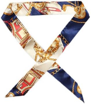 New Chic Fashion Fabric Art Decor Lady Twilly Ribbon Tied The Bag Handle Decoration Ribbon Scarf Gift Dark Blue
